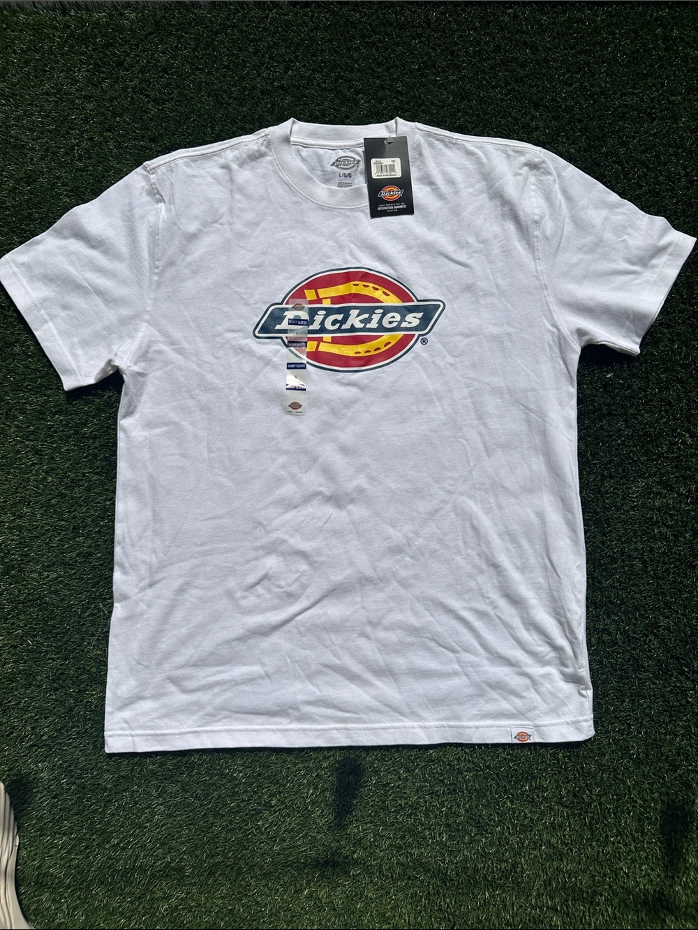 Dickies White Short Sleeve Tee with Multicolor Logo